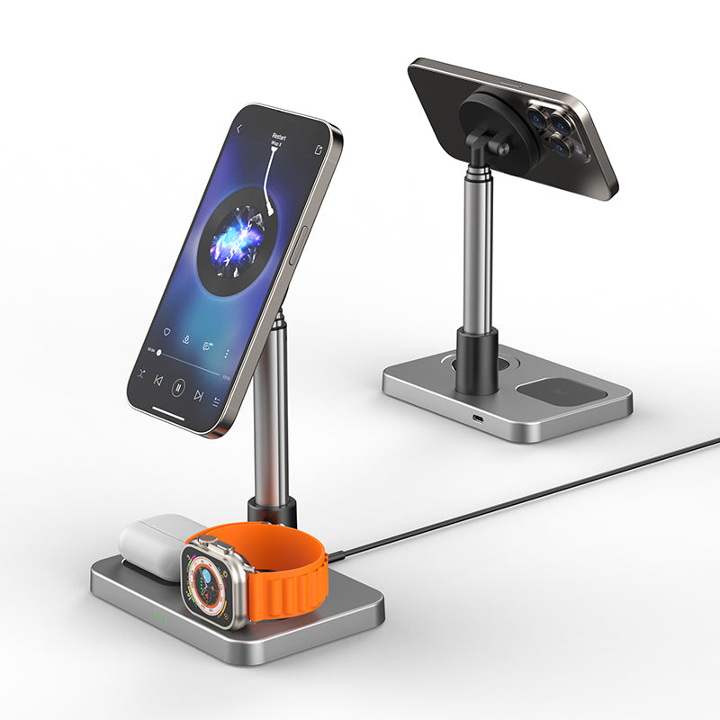 3-in-1 Telescopic Wireless Charging Stand for iPhone, Apple Watch & AirPods